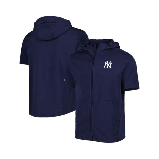 Men's Navy New York Yankees Recruit Full-Zip Short Sleeve Hoodie