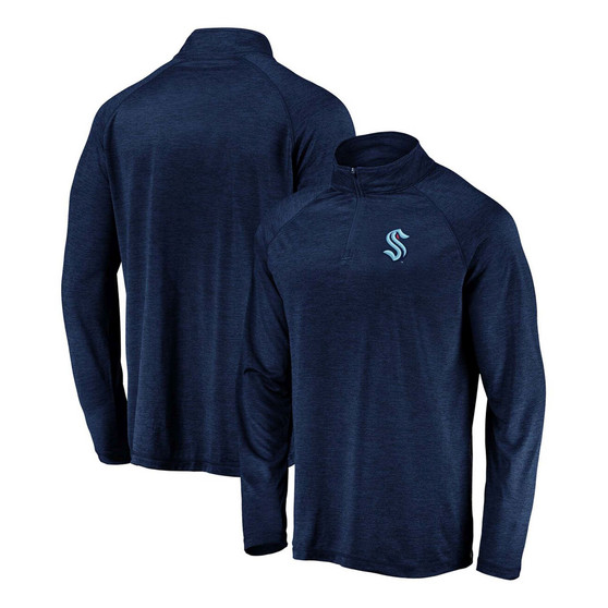 Men's Navy Seattle Kraken Primary Logo Quarter-Zip Pullover Fleece Jacket