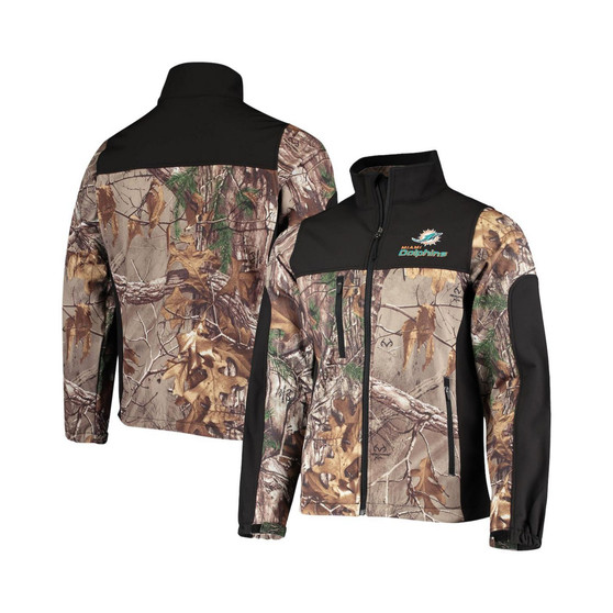 Men's Realtree Camo and Black Miami Dolphins Circle Hunter Softshell Full-Zip Jacket