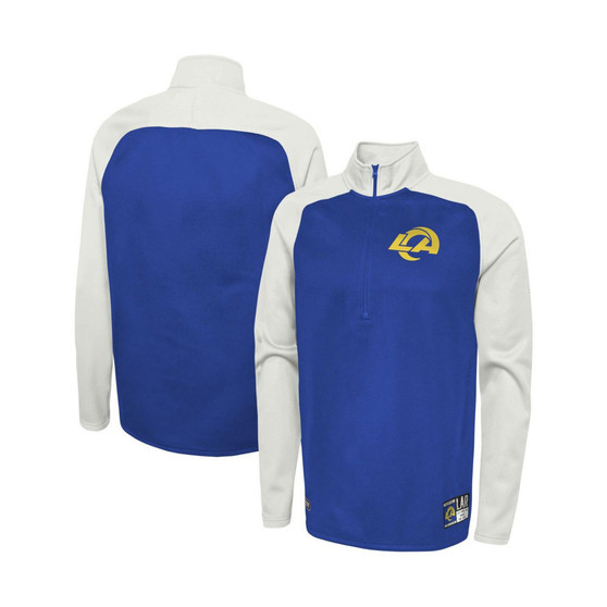 Men's Royal Los Angeles Rams Combine Authentic O-Line Raglan Half-Zip Jacket