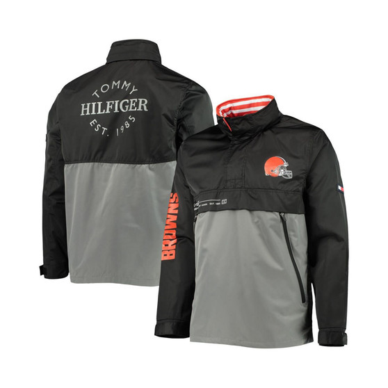 Men's Black, Gray Cleveland Browns Anorak Hoodie Quarter-Zip Jacket