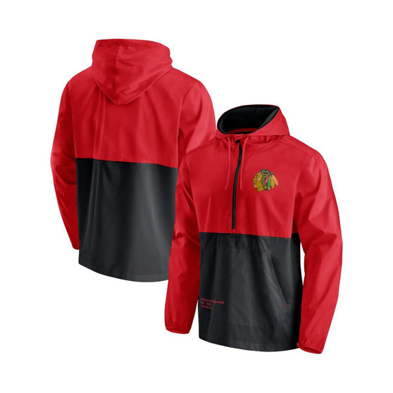 Men's Red, Black Chicago Blackhawks Thrill Seeker Anorak Half-Zip Jacket