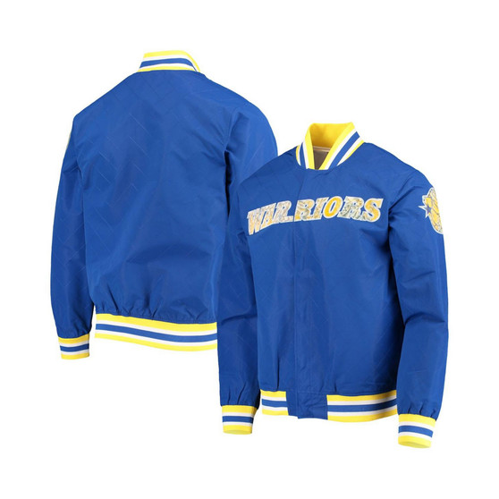 Men's Golden State Warriors Royal Hardwood Classics 75th Anniversary Authentic Warmup Full-Snap Jacket