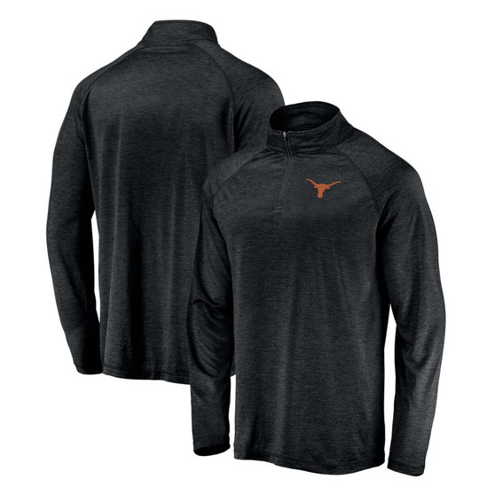 Men's Black Texas Longhorns Primary Logo Striated Raglan Quarter-Zip Jacket