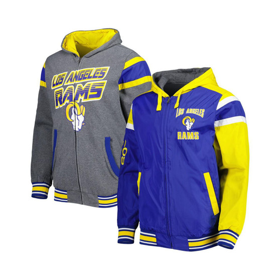 Men's Royal, Gray Los Angeles Rams Extreme Full Back Reversible Hoodie Full-Zip Jacket
