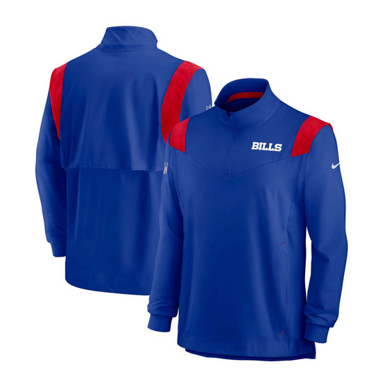 Men's Royal Buffalo Bills 2021 Sideline Coaches Repel Quarter-Zip Jacket