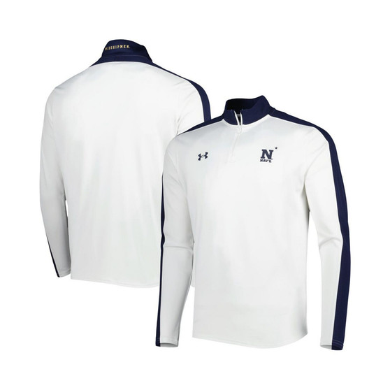 Men's White Navy Midshipmen Lightweight Mock Neck Performance Quarter-Zip Jacket