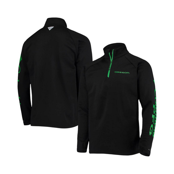 Men's Black Oregon Ducks Terminal Tackle Fleece Raglan Omni-Shade Quarter-Zip Jacket