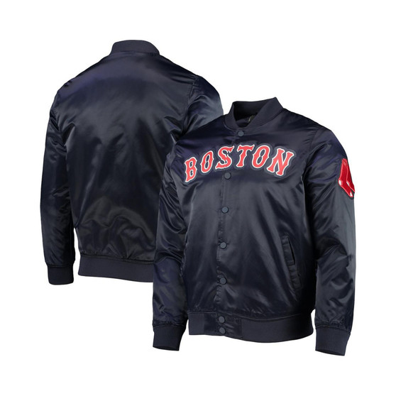 Men's Navy Boston Red Sox Wordmark Satin Full-Snap Jacket