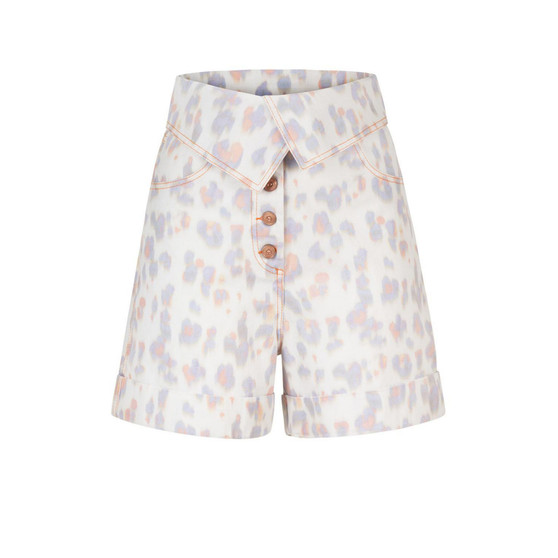 Women's Leopard Print Denim Shorts