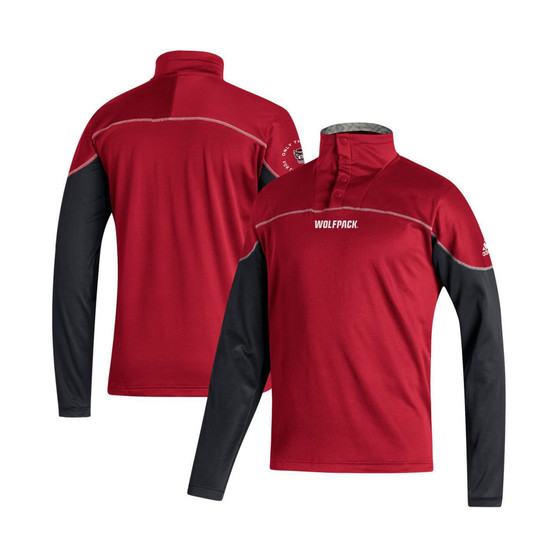 Men's Red NC State Wolfpack AEROREADY Knit Quarter-Snap Jacket