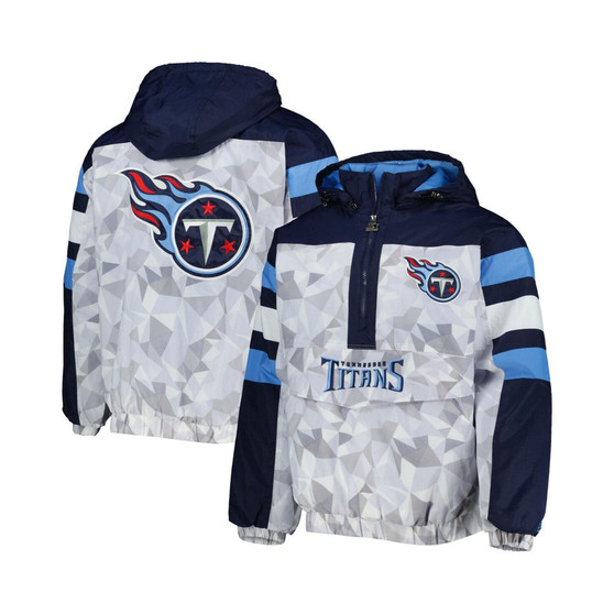 Men's White and Navy Tennessee Titans Thursday Night Gridiron Raglan Half-Zip Hooded Jacket