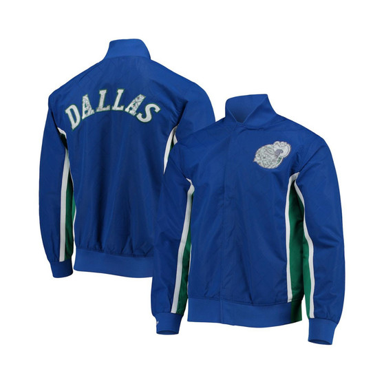 Men's Dallas Mavericks Blue Hardwood Classics 75th Anniversary Authentic Warmup Full-Snap Jacket