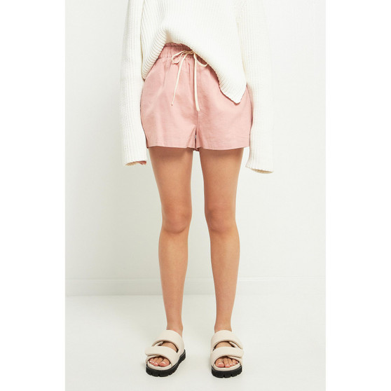 Women's Linen Shorts with Contrast Strap
