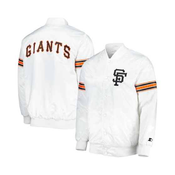Men's White San Francisco Giantss Power Forward Satin Full-Snap Varsity Jacket