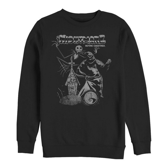 Men's Nightmare Before Christmas Vintage-like Poster Crew Fleece Pullover