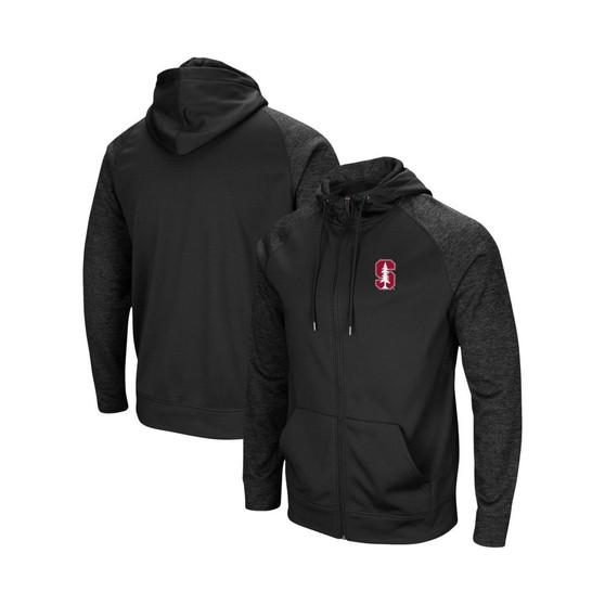 Men's Black Stanford Cardinal Blackout 3.0 Tonal Raglan Full-Zip Hoodie
