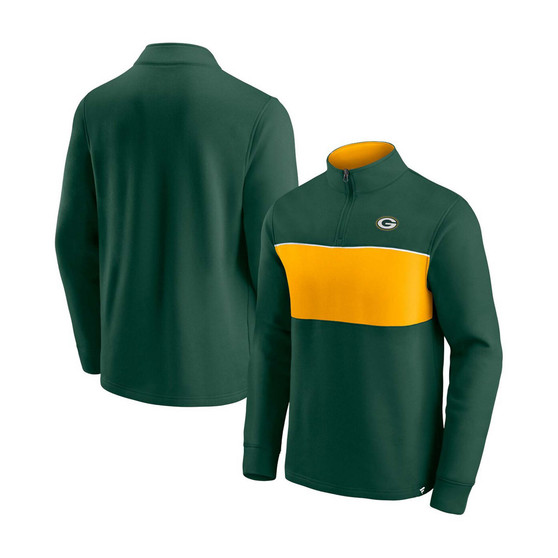 Men's Green, Gold-Tone Green Bay Packers Block Party Quarter-Zip Jacket