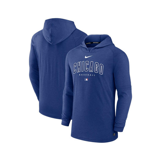 Men's Heather Royal Chicago Cubs Authentic Collection Early Work Tri-Blend Performance Pullover Hoodie