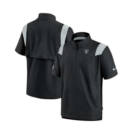 Men's Black Las Vegas Raiders Sideline Coaches Short Sleeve Quarter-Zip Jacket