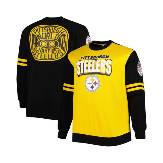 Men's Black and Gold Pittsburgh Steelers Big and Tall 1975 World Champions Pullover Sweatshirt