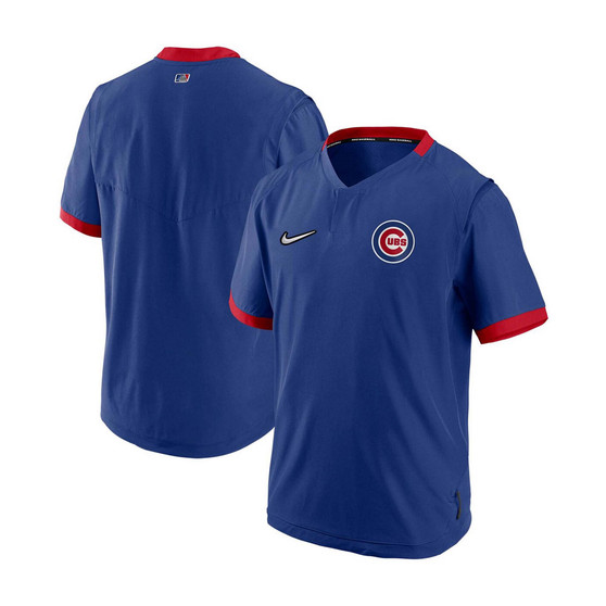 Men's Royal, Red Chicago Cubs Authentic Collection Short Sleeve Hot Pullover Jacket
