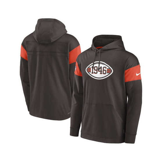 Men's Brown Cleveland Browns Sideline Arch Jersey Performance Pullover Hoodie