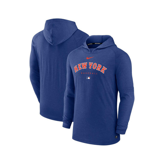 Men's Heather Royal New York Mets Authentic Collection Early Work Tri-Blend Performance Pullover Hoodie