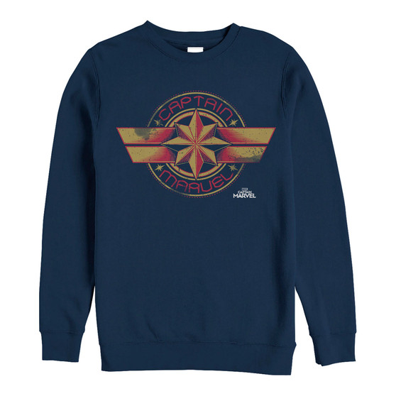 Marvel Men's Captain Marvel Chest Logo, Crewneck Fleece