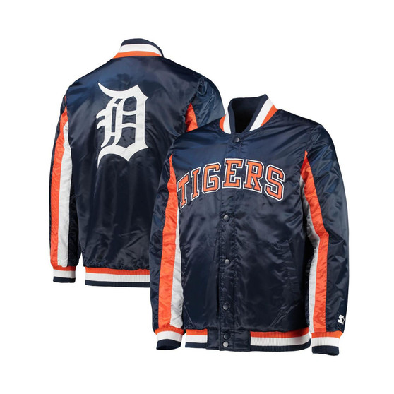 Men's Navy Detroit Tigers The Ace Satin Full-Snap Jacket
