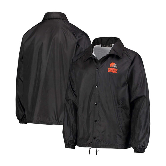 Men's Black Cleveland Browns Coaches Classic Raglan Full-Snap Windbreaker Jacket