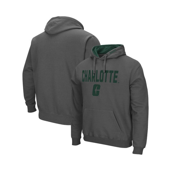 Men's Charcoal Charlotte 49ers Arch and Logo Pullover Hoodie