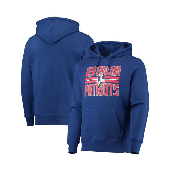 Men's Royal New England Patriots Block Stripe Headline Pullover Hoodie