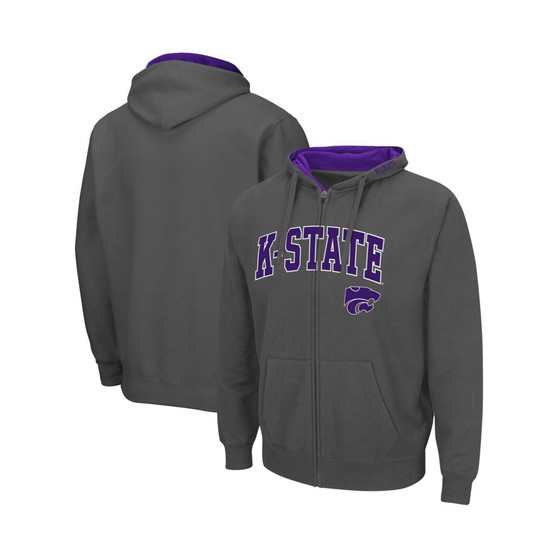 Men's Charcoal Kansas State Wildcats Arch and Logo 3.0 Full-Zip Hoodie