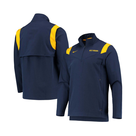 Men's Navy West Virginia Mountaineers Coach Half-Zip Jacket