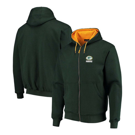 Men's Green Green Bay Packers Craftsman Thermal Lined Full-Zip Hoodie