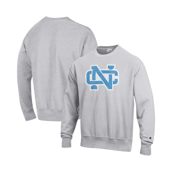 Men's Heathered Gray North Carolina Tar Heels Vault Logo Reverse Weave Pullover Sweatshirt