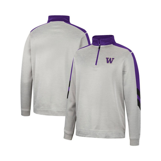 Men's Gray and Purple Washington Huskies Bushwood Fleece Quarter-Zip Jacket
