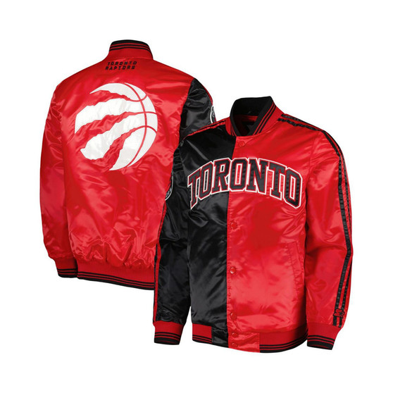 Men's Black, Red Toronto Raptors Fast Break Satin Full-Snap Jacket