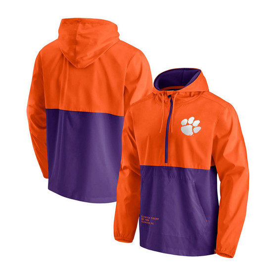Men's Orange, Purple Clemson Tigers Thrill Seeker Half-Zip Hoodie Anorak Jacket