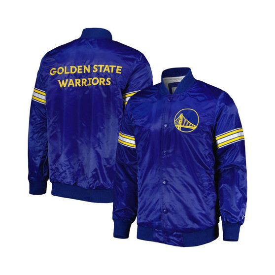 Men's Royal Golden State Warriors Pick and Roll Satin Full-Snap Varsity Jacket