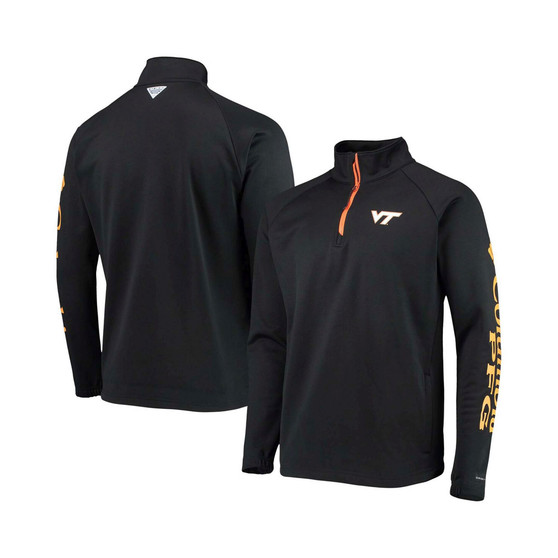 Men's Black Virginia Tech Hokies Terminal Tackle Fleece Raglan Omni-Shade Quarter-Zip Jacket