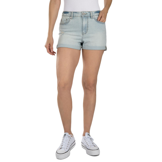 Juniors' High-Rise Cuffed Denim Shorts