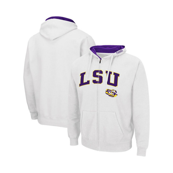 Men's White LSU Tigers Arch and Logo 3.0 Full-Zip Hoodie