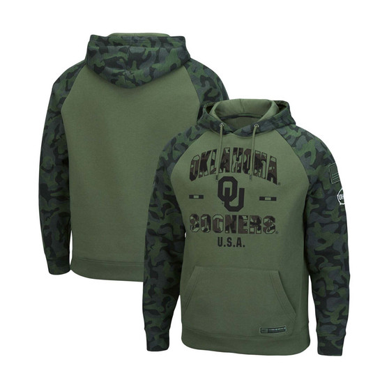 Men's Olive, Camo Oklahoma Sooners OHT Military-Inspired Appreciation Raglan Pullover Hoodie