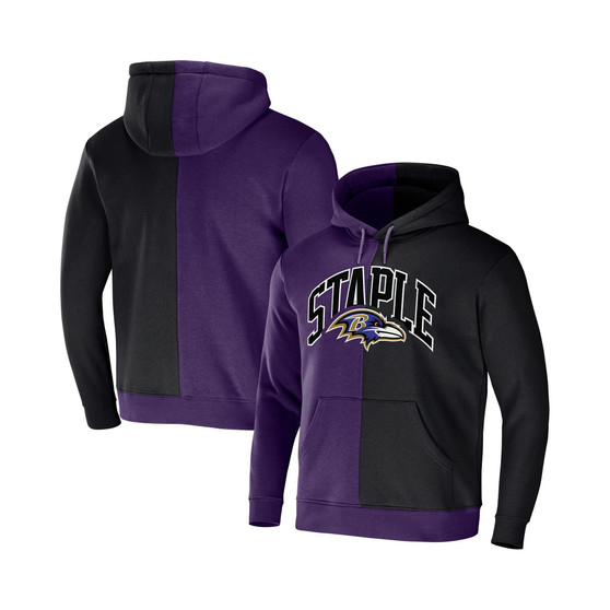Men's NFL X Staple Purple, Black Baltimore Ravens Split Logo Pullover Hoodie