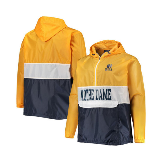 Men's Navy, White Notre Dame Fighting Irish Big and Tall Water-Resistant Half-Zip Hoodie