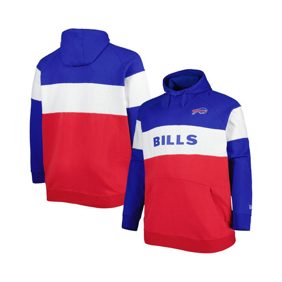 Men's Red Buffalo Bills Big and Tall Current Team Colorblock Fleece Raglan Pullover Hoodie