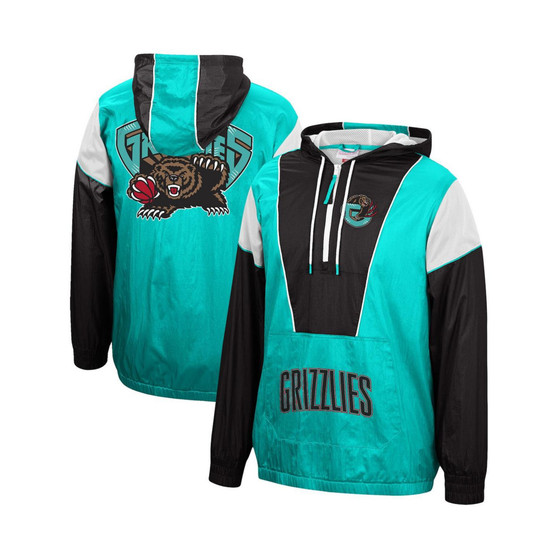 Men's Turquoise, Black Vancouver Grizzlies Hardwood Classics Highlight Reel Windbreaker Half-Zip Hoodie Jacket