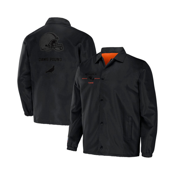 Men's NFL X Staple Black Cleveland Browns Embroidered Nylon Jacket
